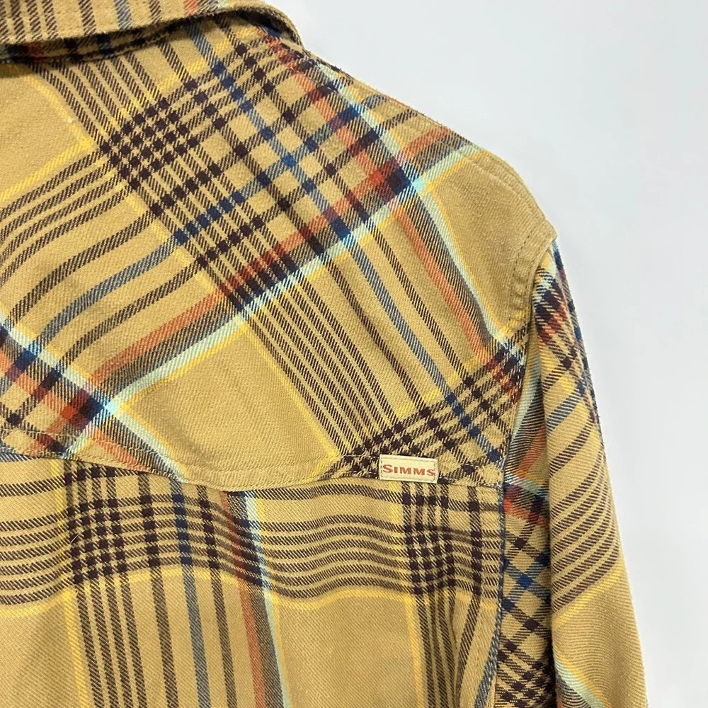 Simms Western Plaid Flannel Fishing Shirt Medium Mustard Yellow Gorpcore Outdoor